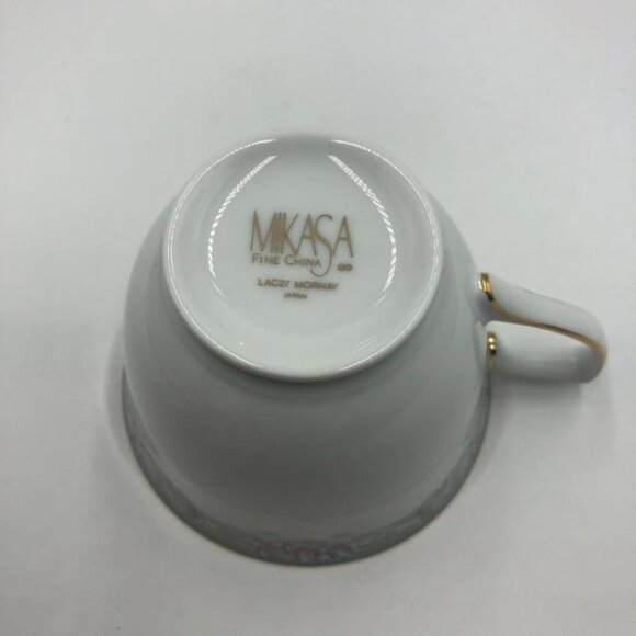 Vintage Mikasa Teacup and Saucer Set Fine China LAC27 Japan Mornay White - Picture 9 of 14